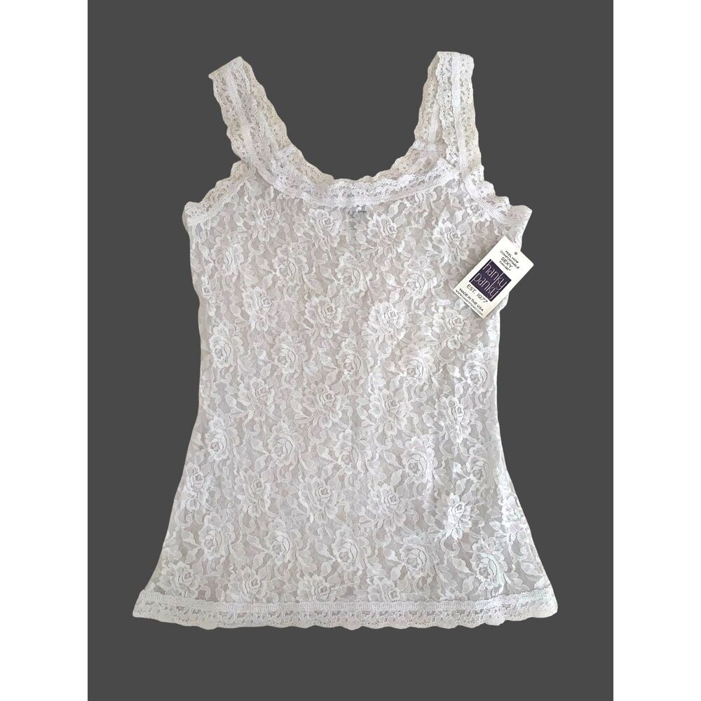 Hanky Panky Signature Lace Camisole White Scoop Neck Tank Top M Coquette NWT - Picture 2 of 8